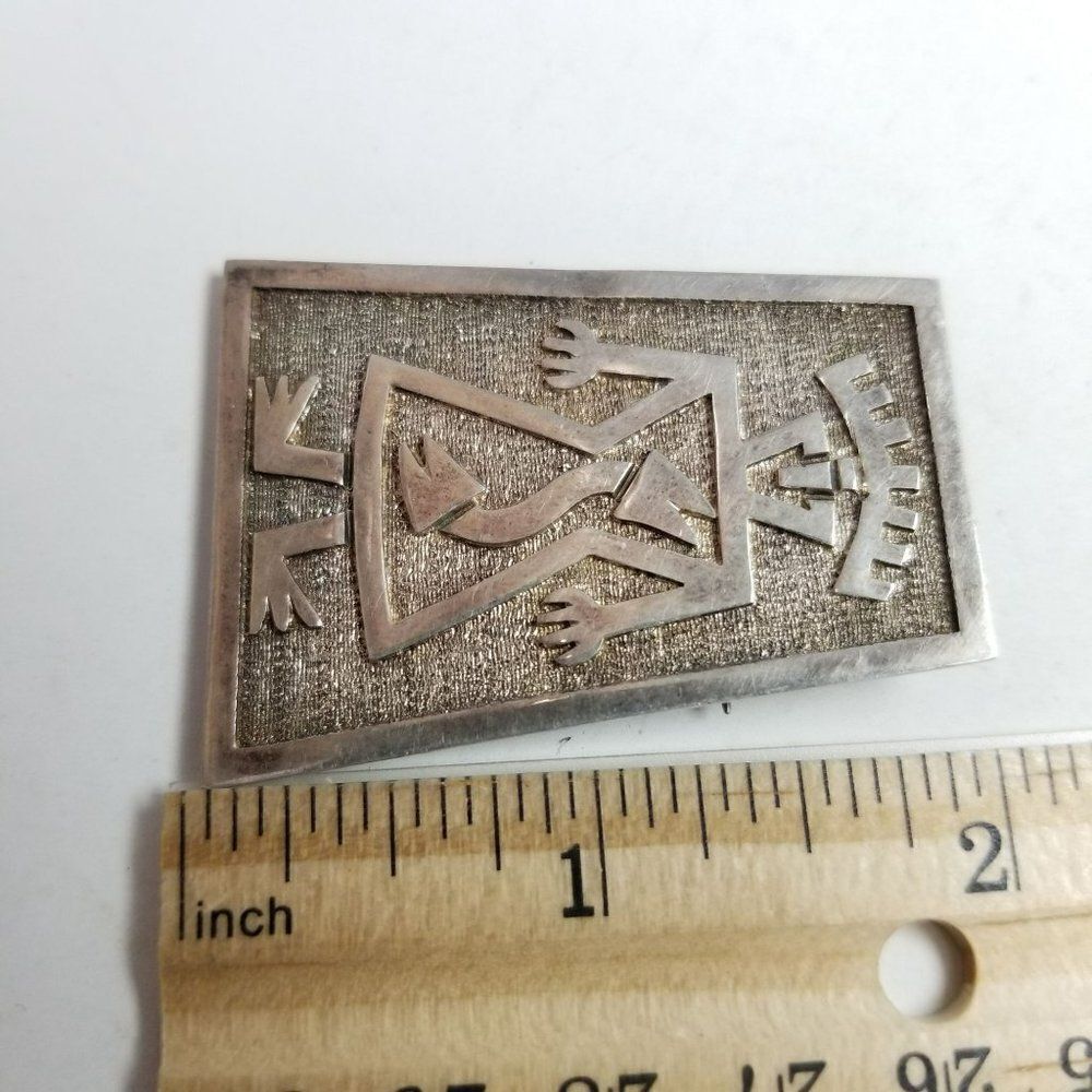 Vintage 900 Grade Silver Primitive Style Person Shape Brooch / Pendant, Estate - Picture 5 of 7
